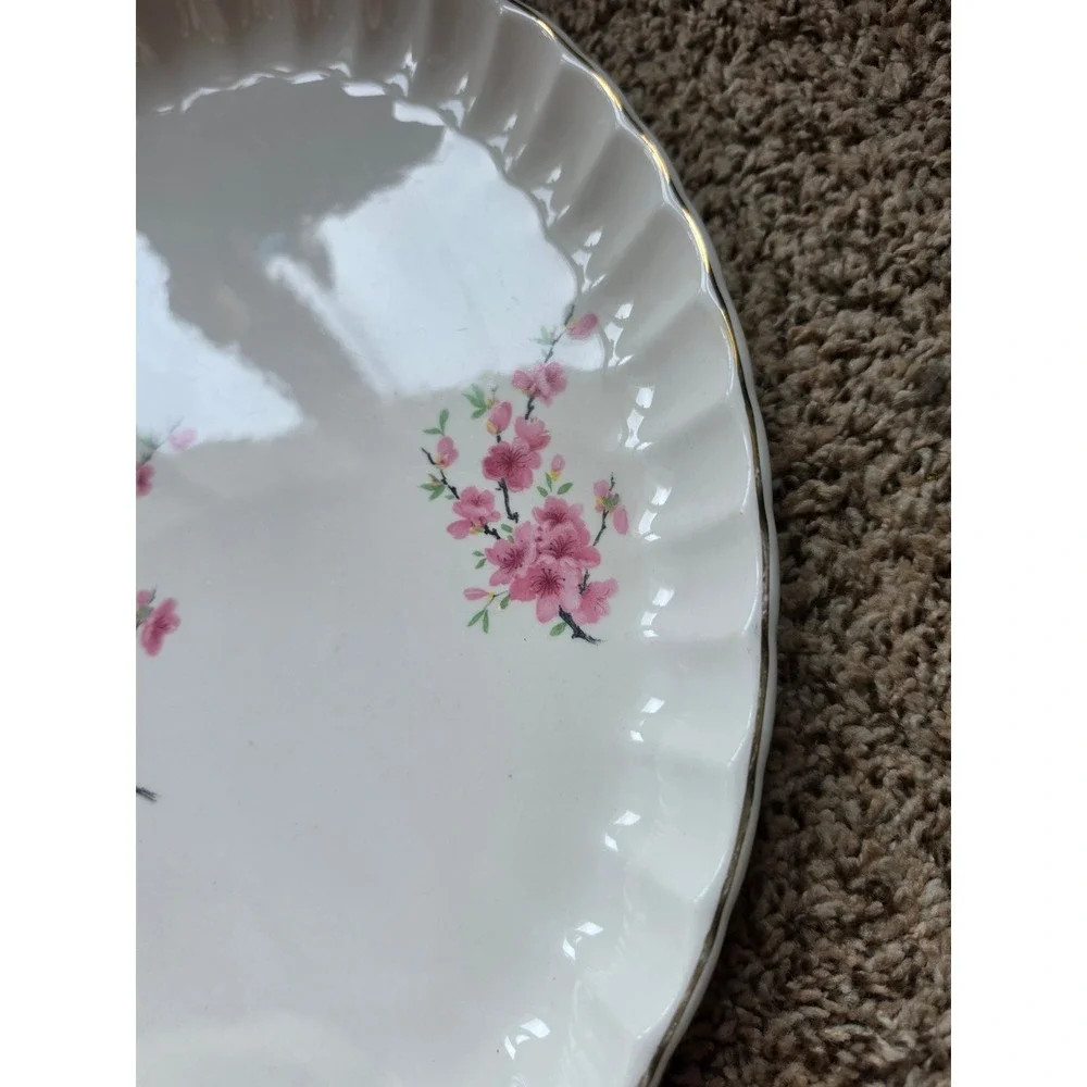 WS‎ George Bolero Oval Serving Platter Pink Cherry Blossom 22K Gold Trim Vintage